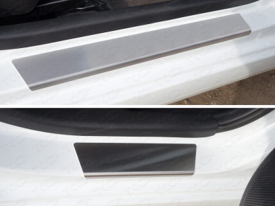 Hyundai Solaris (14–) Накладки на пороги внешние и внутренние (лист зеркальный надпись Hyundai)