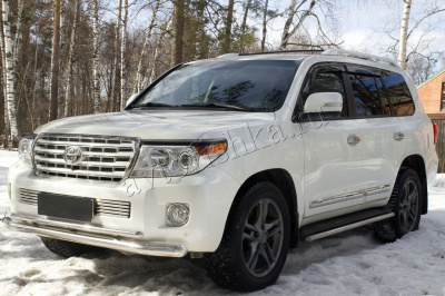 Toyota Land Cruiser 200 (12-15) накладки на передние фары (реснички), комплект 2 шт.